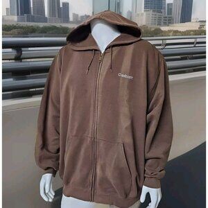 Carhartt Distressed Sweatshirt Mens XL Loose Fit Hooded Zip Fleece Brown Faded